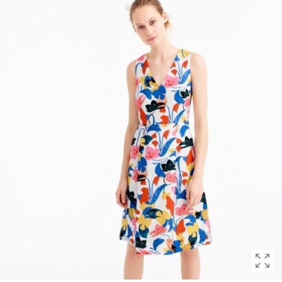 J. Crew Dresses & Skirts - J. Crew Women's Linen Blend Printed Floral Sleeveless Fit and Flare Dress Size 0